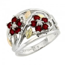 Black Hills Gold on Silver Birthstone Cluster Ring