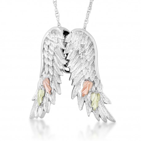 Landstrom's® Black Hills Gole on Sterling Silver Angel Wings Necklace