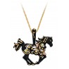 Black Hills Gold on Black Powder Coated Horse Pendant Necklace