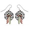 12k Black Hills Gold on Sterling Silver Oxidized Dreamcatcher Earrings