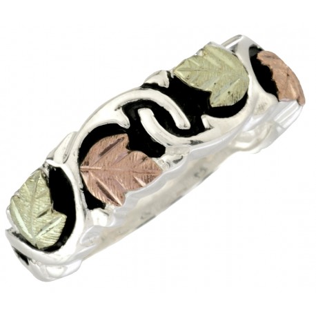 Black Hills Gold Antiqued Sterling Silver Womans Ring