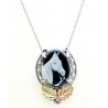 BLACK HILLS GOLD STERLING SILVER HORSE HEAD and HORSESHOE CAMEO NECKLACE PENDANT