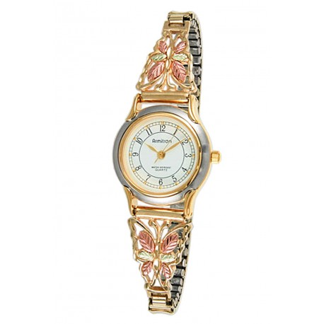 10K Black Hills Gold Ladies Watch with Butterfly