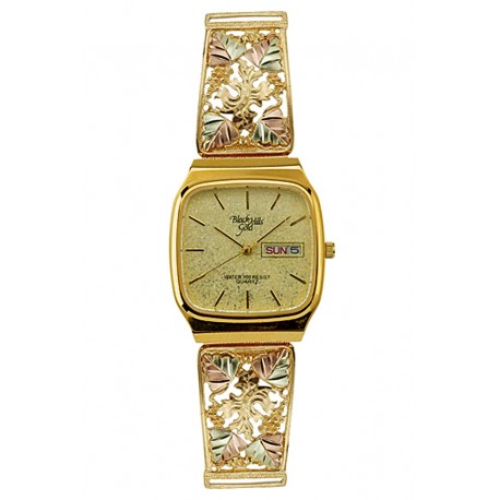 10K Black Hills Gold Mens Watch with Leaves By Coleman