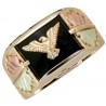 10k Black Hills Gold Eagle Onyx Ring Accented With Diamond 