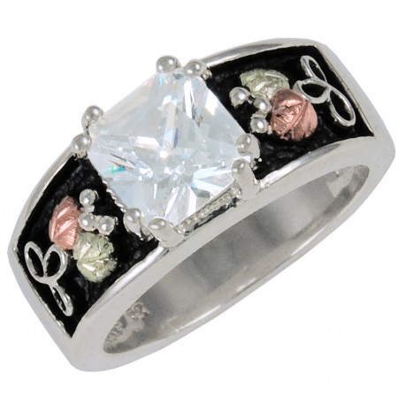 Black Hills Gold on Sterling Silver Cubic Zirconia Ring