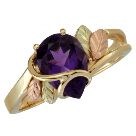 BLACK HILLS GOLD LADIES PEAR SHAPED AMETHYST RING