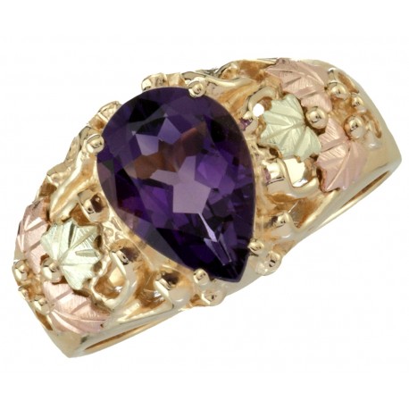 10K BLACK HILLS GOLD LADIES AMETHYST RING