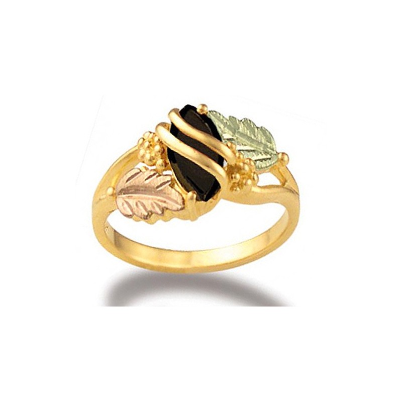 Landstrom's® 10K Black Hills Gold Ladies Ring with Onyx