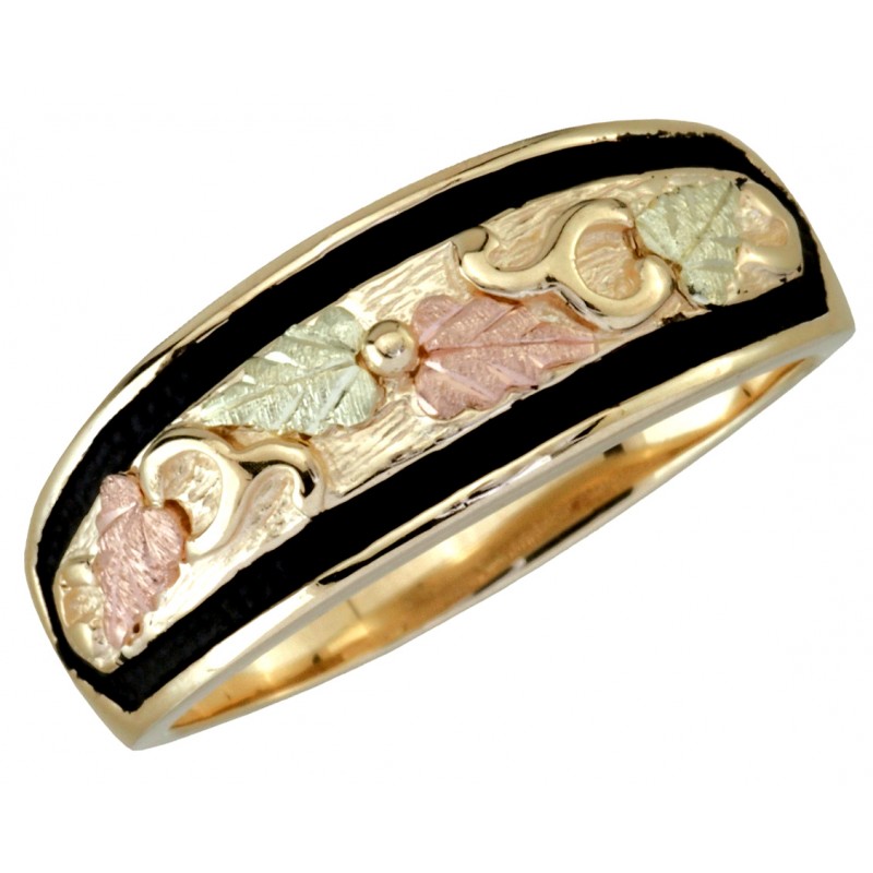 10k Black Hills Gold Antiqued Men's Wedding Ring BlackHillsGold.Direct