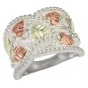 Coleman Black Hills Gold on Sterling Silver Ladies Ring With 12k Pink and Green Leaves