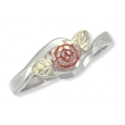 Landstrom's® Gold Rose and Leaves on Sterling Silver Ring