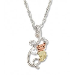 BLACK HILLS GOLD STERLING SILVER LADIES .05 TW DIAMOND PENDANT NECKLACE