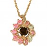 Black Hills Gold Smoky Quartz and Pink Ice Ladies Necklace Pendant