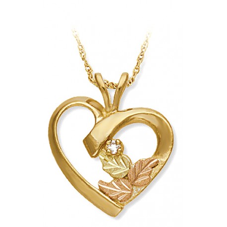 Landstrom's® Tri-tone Black Hills Gold Diamond Heart Pendant