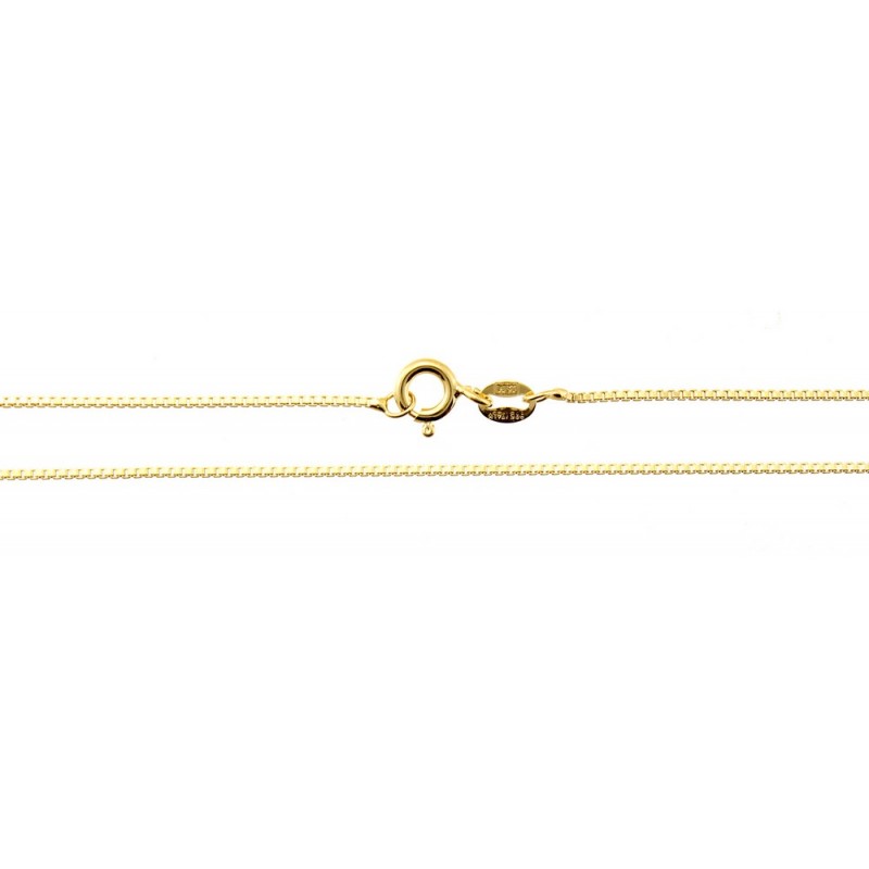 Gold Plated Sterling Silver Box Chain – 16 Inches, 925 Sterling Silver, Jewellerybox