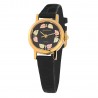 Landstrom's® Ladie's Black Face Watch with Leather Band and 12K Gold Leaves