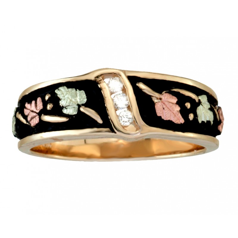 10K Gold Women's Antiqued Wedding Ring with Diamond