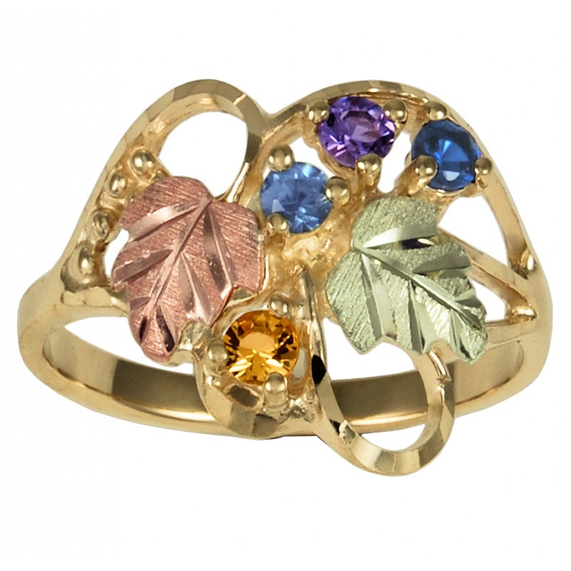 10K Black Hills Gold Family Birthstone Ring 1-7 Stones SPECIAL ORDER