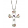 Black Hills Gold on Sterling Silver Cross Pendant - Choose up to 7 Family Birthstones