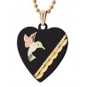 Landstrom's® Black Hills Gold Black Powder Coated Heart Pendant with Hummingbird