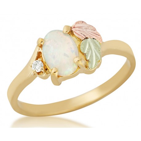 Black Hills Gold Lab. Opal and Diamond Ring for Ladies 