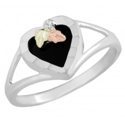 Landstrom's Black Hills Gold on Sterling Silver - Black Onyx Heart Ring
