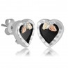 Landstrom's® Black Hills Gold on Silver Heart Earrings w/Onyx