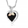 Landstrom's Black Hills Gold on Silver - Black Onyx Heart Pendant Necklace