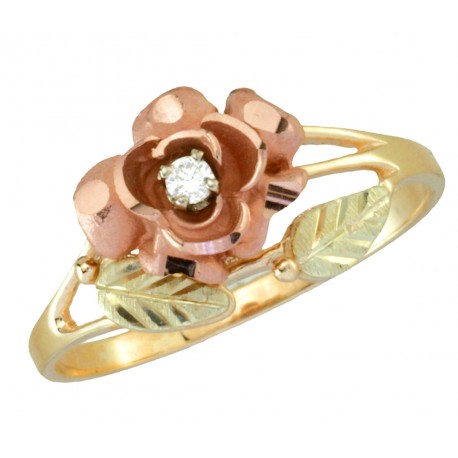 BLACK HILLS GOLD .03 TW DIAMOND ROSE RING for LADIES