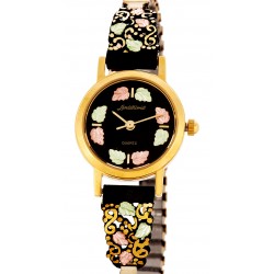 Landstrom's® Black Hills Gold Women's Black Powder Coated Watch with 12K Gold Leaves