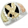 Black Hills Gold Sterling Silver Onyx Eagle Mens Ring