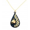 Black Hills Gold on Black Powder Coated Metal - Teardrop Pendant Necklace