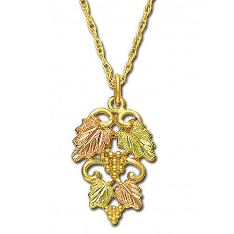 Landstrom's® 10K Black Hills Gold Pendant Detailed with Leaves and Grapes