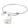 Landstrom's® Black Hills Gold Leaves on Sterling Silver Love Charm on Wire Bracelet