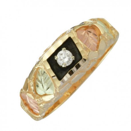 Black Hills Gold Antiqued .10tw Diamond Ring For Men - BlackHillsGold