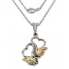 Black Hills Gold on Sterling Silver Double Heart Pendant