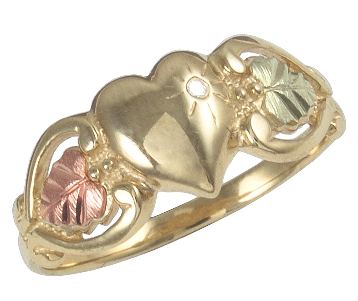 Coleman Tri-color 10K Black Hills Gold Diamond Accent Heart Ring
