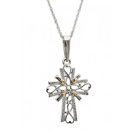 Black Hills Gold on Sterling Silver Cross Necklace