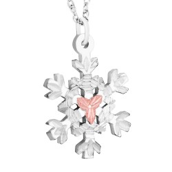BLACK HILLS GOLD STERLING SILVER SNOWFLAKE LADIES PENDANT NECKLACE