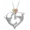 BLACK HILLS GOLD STERLING SILVER LADIES DOLPHIN HEART PENDANT NECKLACE