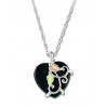 BLACK HILLS GOLD STERLING SILVER ONYX HEART PENDANT NECKLACE HEART