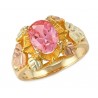 Stunning 10K Black Hills Gold Lab-Created Pink Sapphire & Diamond Ring