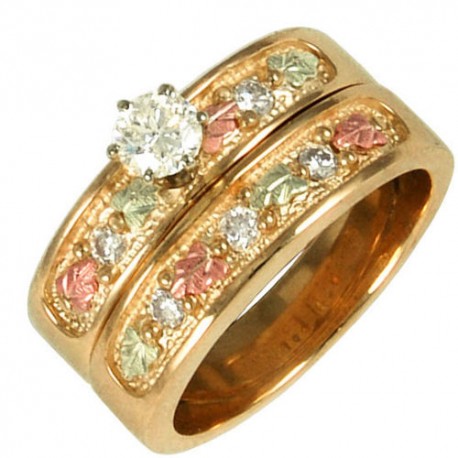 10K Black Hills Gold Diamond Bridal Set