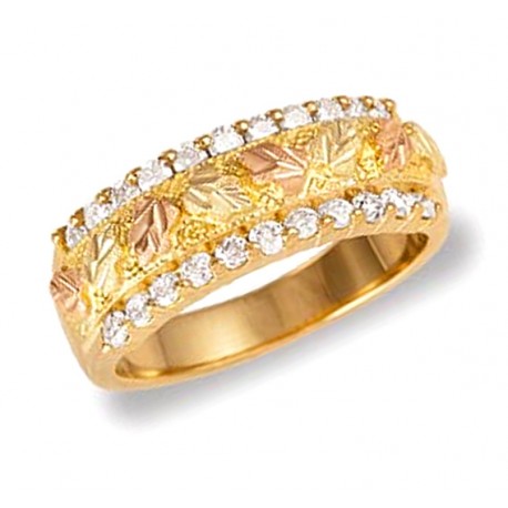 Elegant Tri-color 0.5ct 10K Black Hills Gold Diamond Ring by Mt. Rushmore