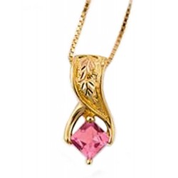 Mt Rushmore 10K Black Hills Gold Pink Sapphire Pendant