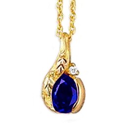 Mt Rushmore 10K Black Hills Gold Pendant w Sapphire and Diamond