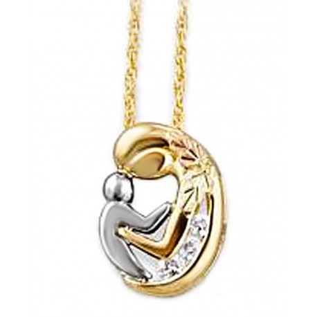 Mt Rushmore 10K Black Hills Gold Mother and Child Pendant w Diamond