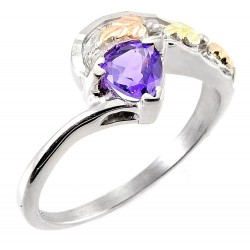 Mt Rushmore Black Hills Gold Sterling Silver Ring with Amethyst