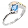 Mt Rushmore Black Hills Gold Sterling Silver Ring with Blue Topaz